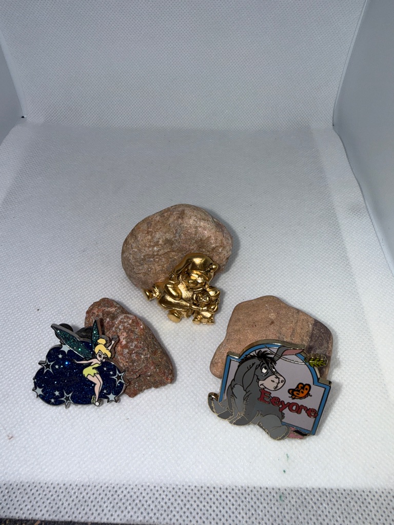 Disney Pins Tinker Bell, Eeyore And Wiinie/Piglet Three Signed Collectibles